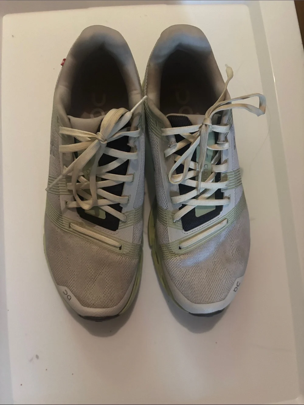 On Running Wonen’s Athletic Shoes — White with Light Green Accents